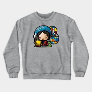 Refugee Girl with Doll: World Refugee Day Awareness Crewneck Sweatshirt